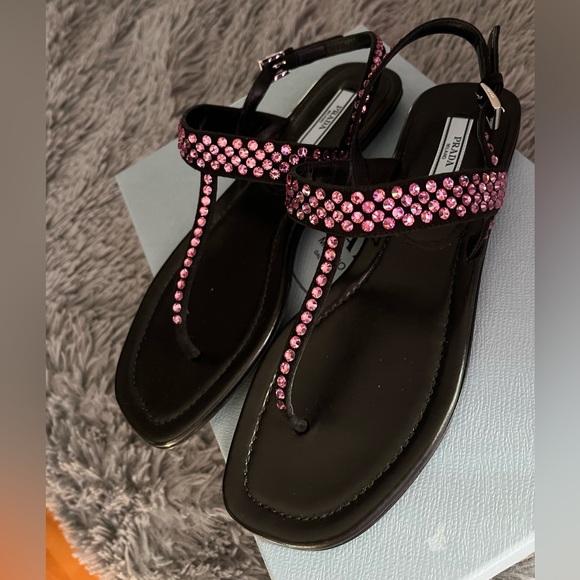 Prada pink swarvoski crystal sandals NIB - Picture 6 of 10